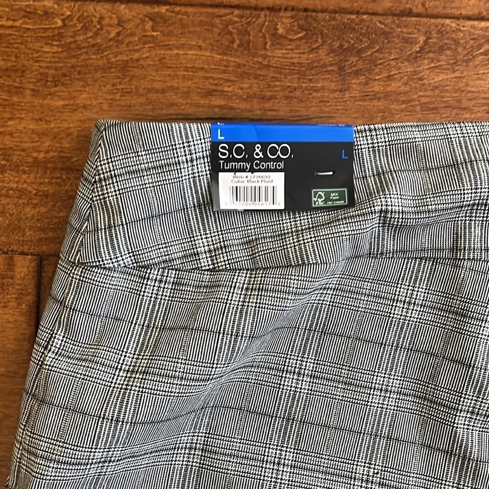 SC CO Plaid Tummy Control Super Stretch Pull on Pants Size L - Picture 11 of 12